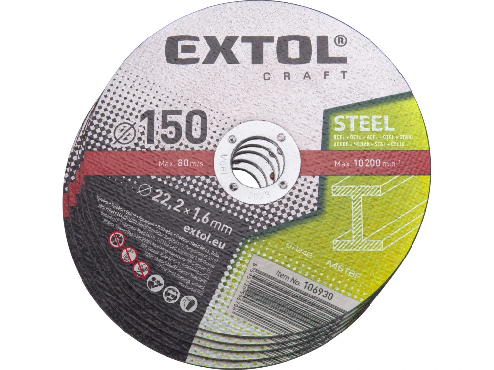 EXTOL CRAFT Kotouče řezné na kov 5ks 150x1,6x22,2mm 106930