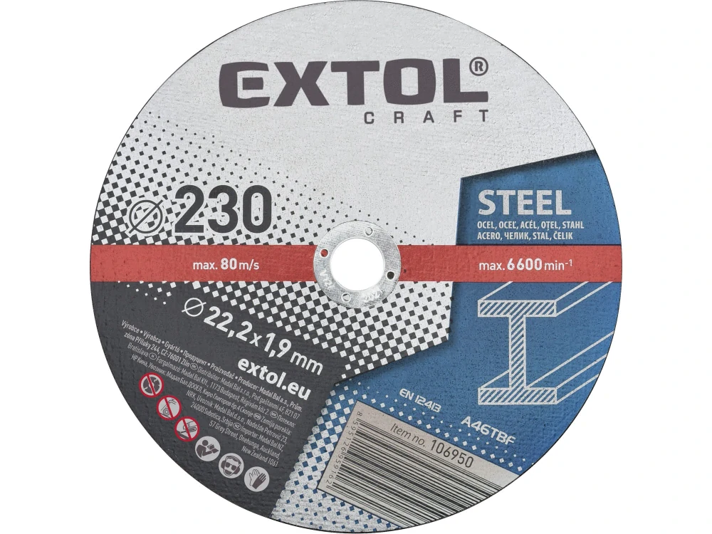 EXTOL CRAFT Kotouče řezné na kov 5ks 230x1,9x22,2mm 106950