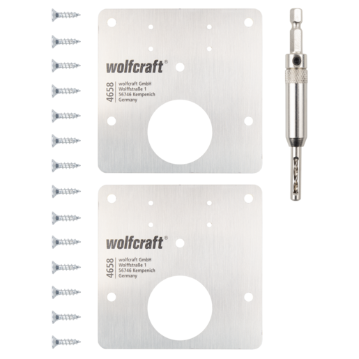 Wolfcraft 4658000 sada na opravu pantů – montážní desky