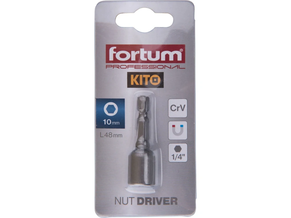 Klíč nástrčný magnetický 1/4" stopka 10x48mm CrV FORTUM 4741610