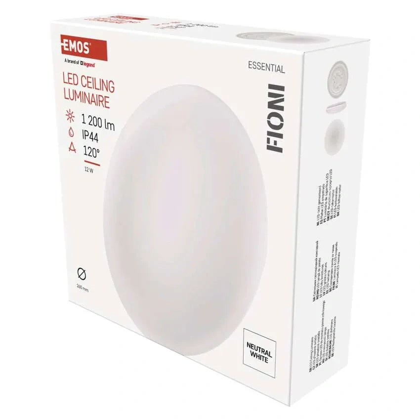 LED přisazené svítidlo FIONI kruhové bílé 12W neutrální bílá IP44 EMOS 1539085123