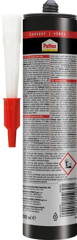 Pattex silikon tepelně odolný červený 280ml