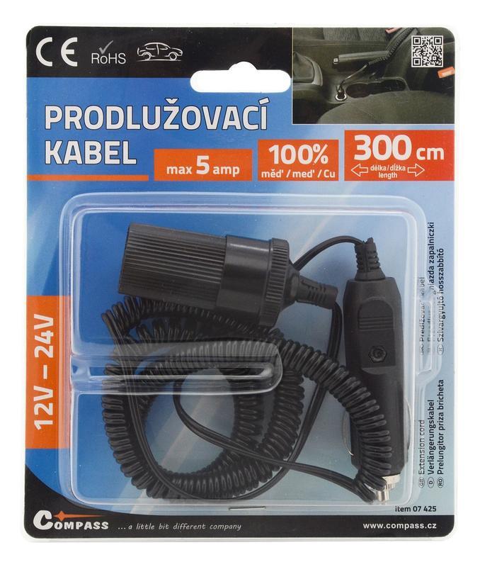 Kabel prodlužovací 12/24V 5A 3m Compass 07425