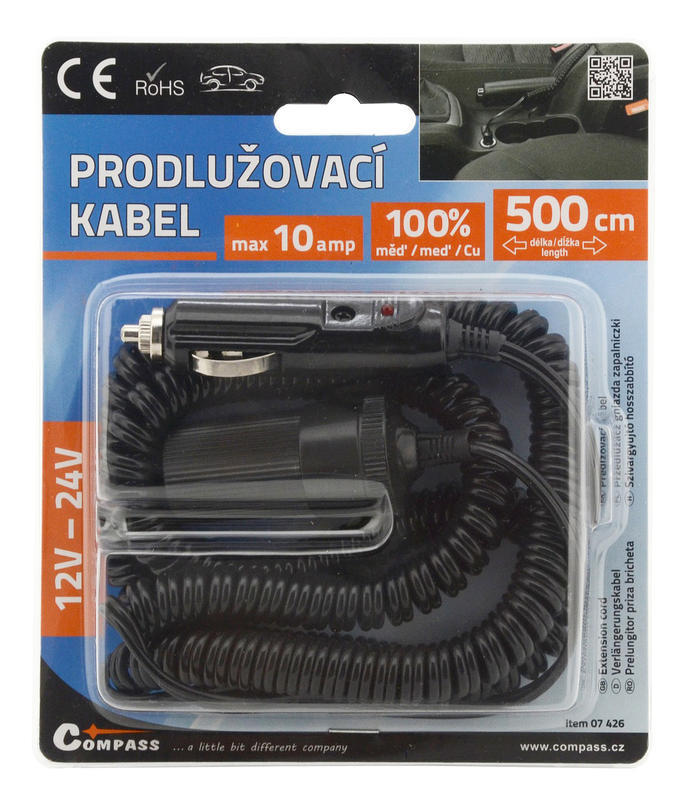 Kabel prodlužovací 12/24V 10A 5m Compass 07426