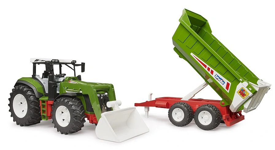 BRUDER 3452 ROADMAX Traktor s čelním nakladačem a vozem