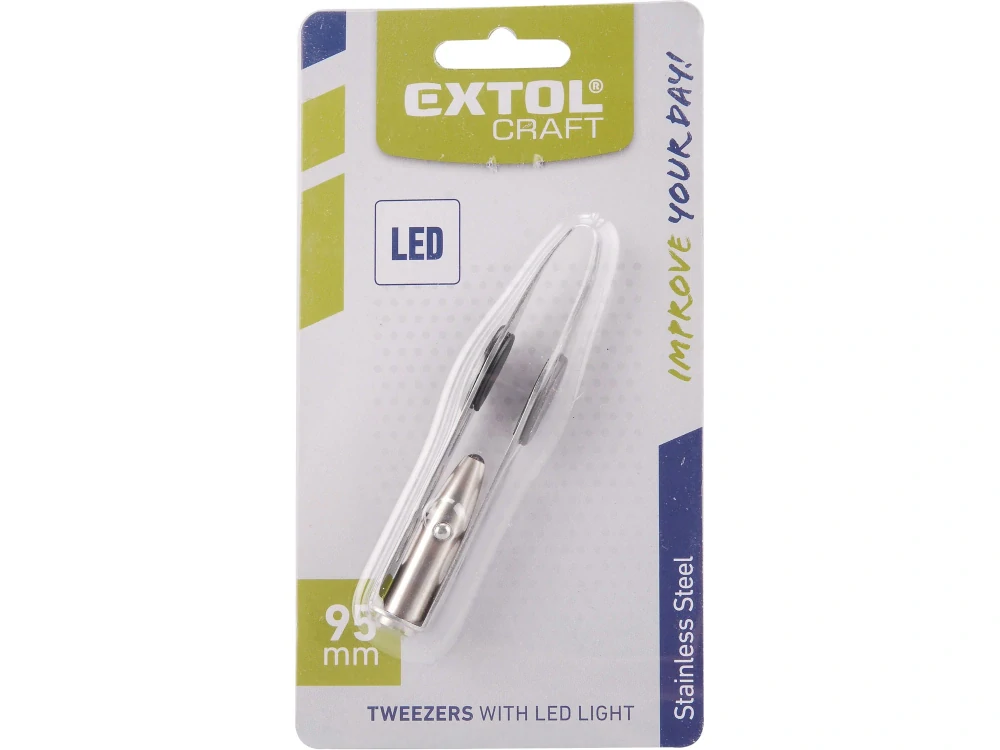 Pinzeta s LED světlem, délka 95mm, nerez EXTOL CRAFT 9696