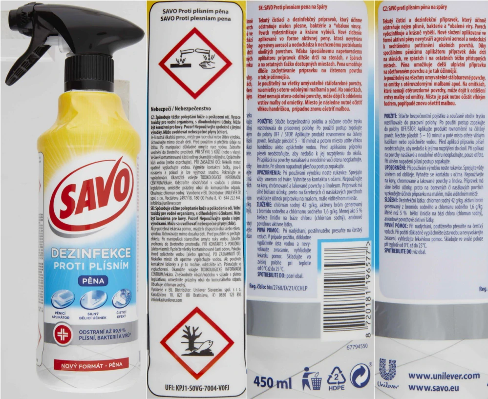 Savo proti plísním pěna rozprašovač 450ml PO ZÁRUČNÍ DOBĚ