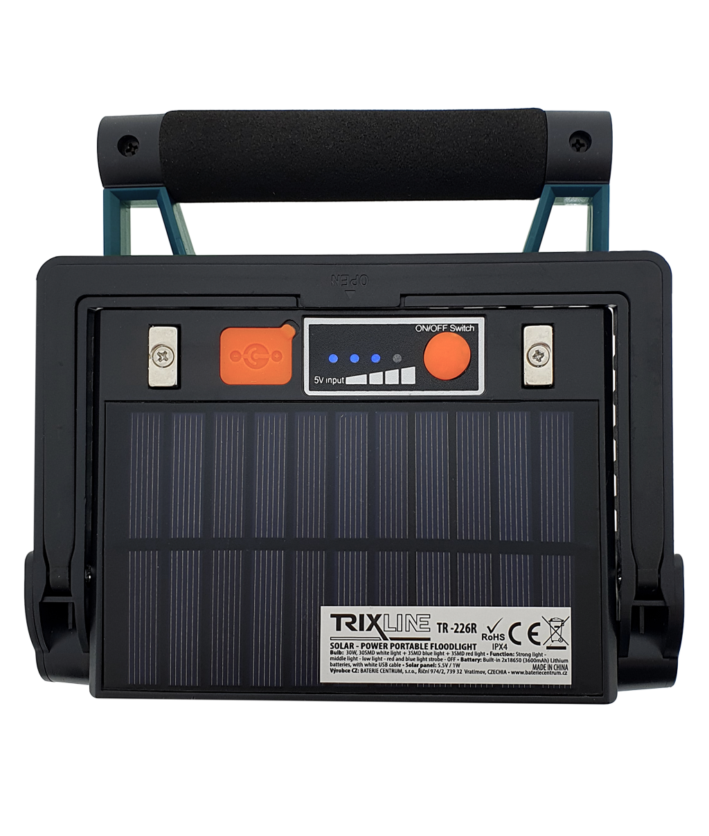 Solární přenosný reflektor 30W TR-226R TRIXLINE
