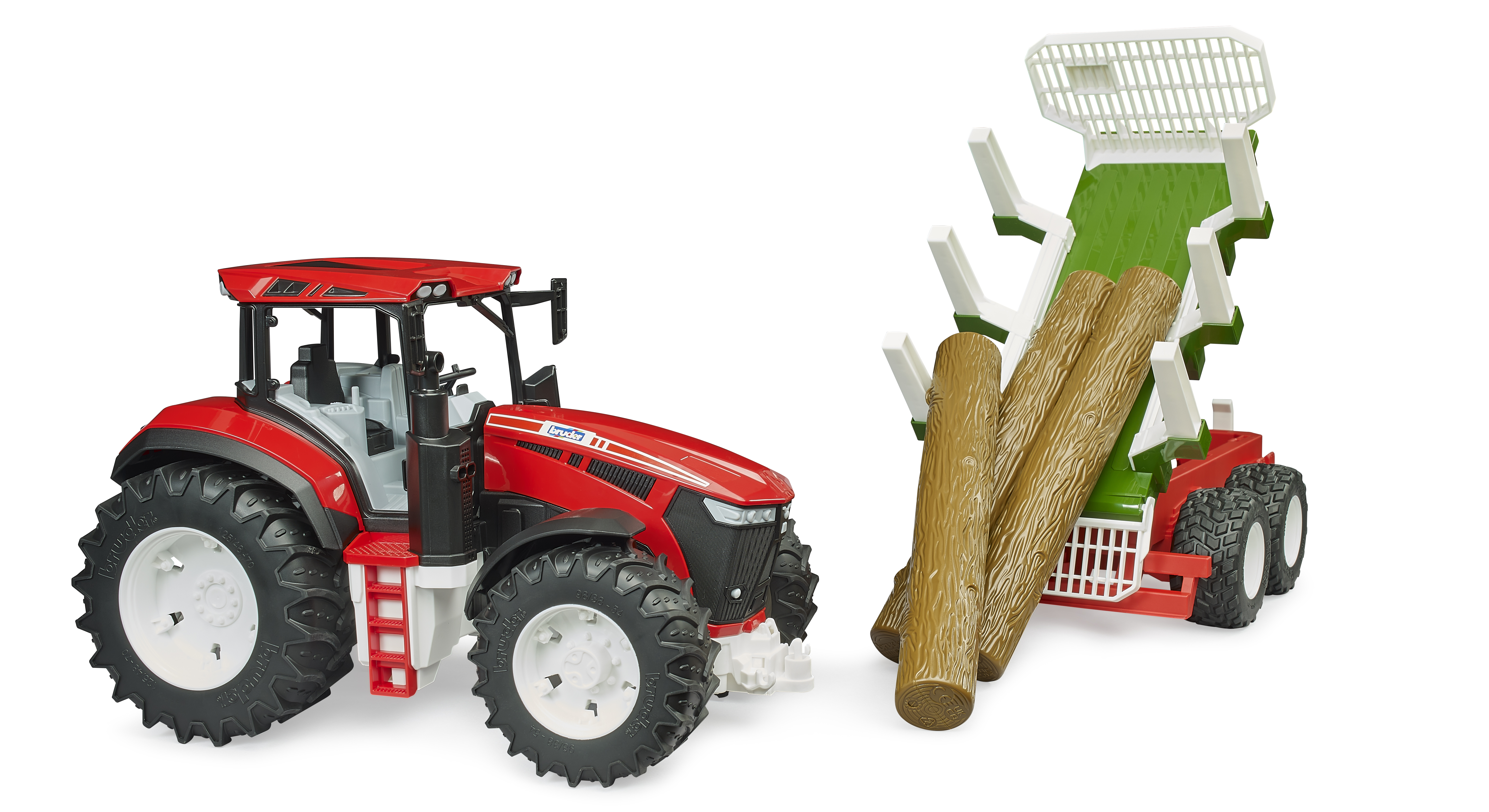 BRUDER 3453 ROADMAX Traktor s přívěsem na dřevo a 3 klády BR3453