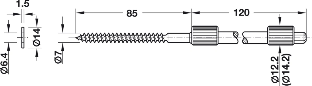 Skrytá podpěrka police Hafele 283.32.014 s hmoždinkou – pro police od 19 mm