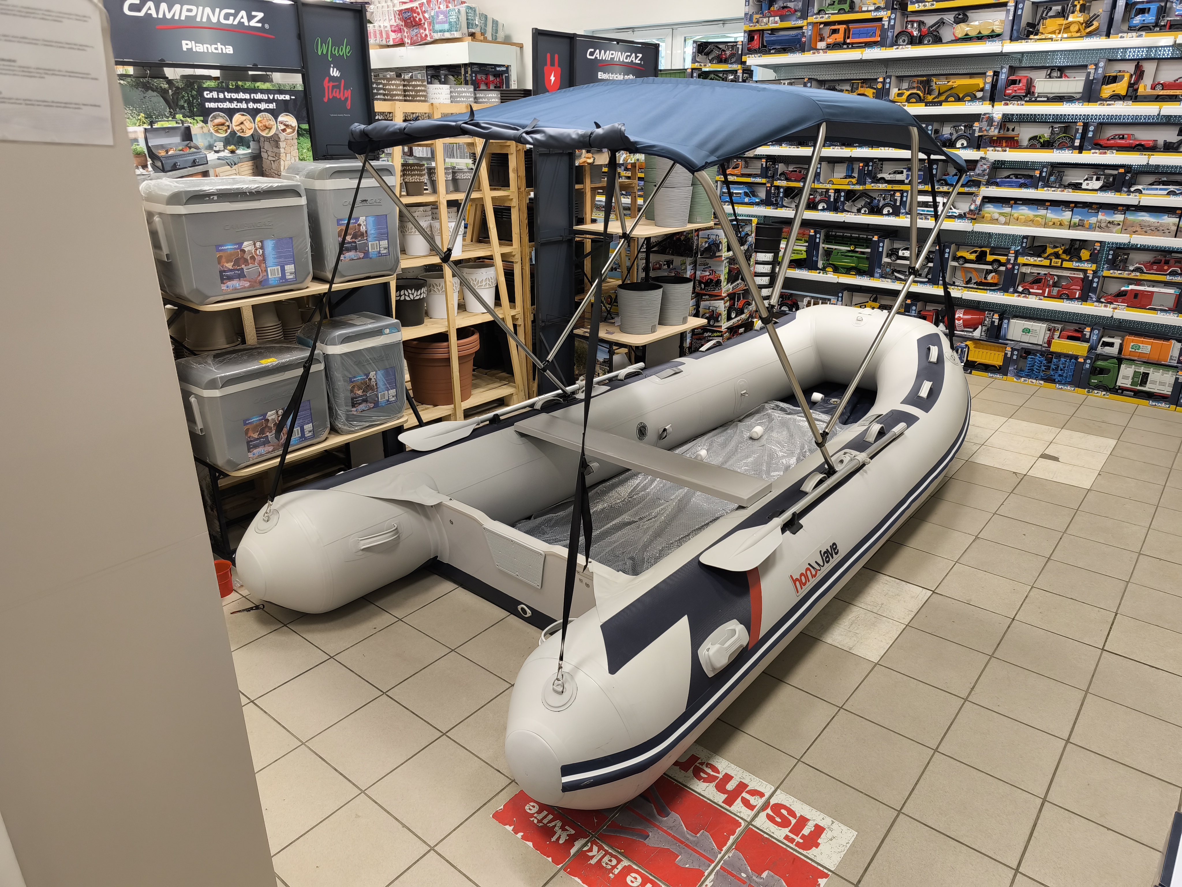 Bimini Skládací hliníkové čtyřramenné L225 x W150-170 x H129 modré EVAL 00728-16BL