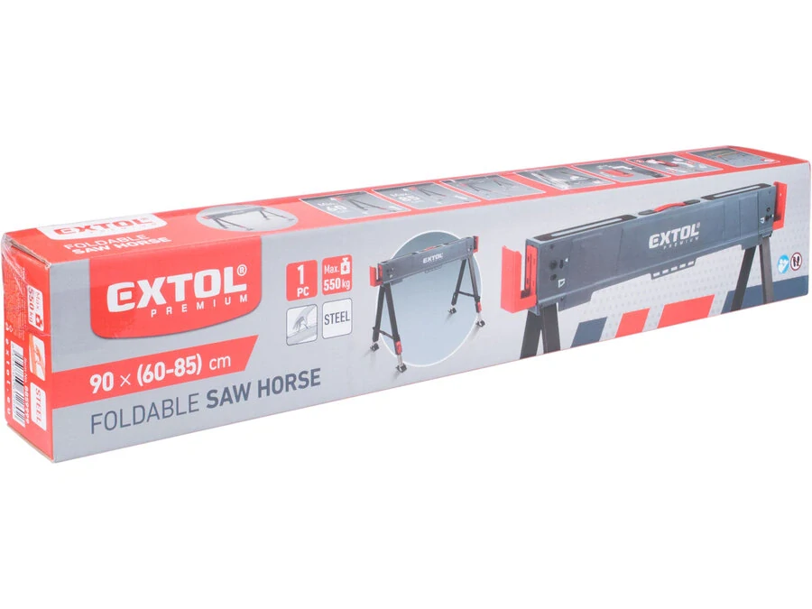 Stavební koza skládací EXTOL PREMIUM 8859999 – 550 kg, výška 60–85 cm, 1 ks