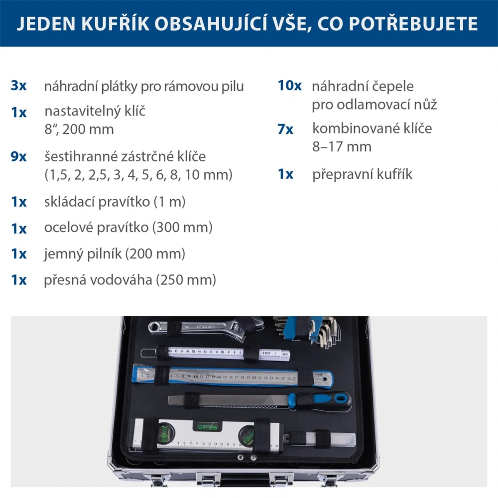 Scheppach TB 200 - hliníkový kufr s nářadím, 141 dílů