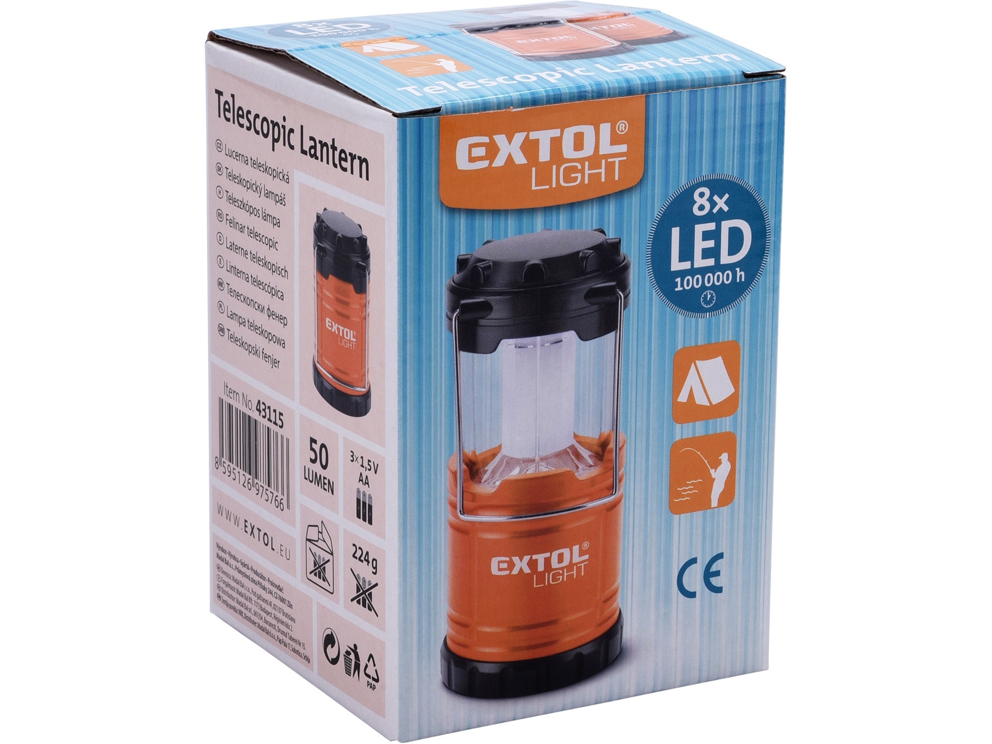 Lucerna teleskopická 50lm 6x LED ABS plast EXTOL LIGHT 43115