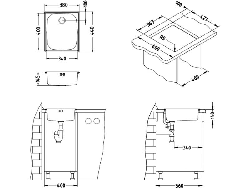 Alveus BASIC 10 dřez NAT + sifon 60 mm ALVEUS 1008694