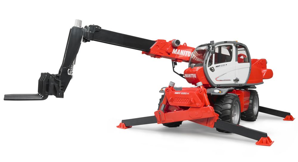 BRUDER 2129 Červený nakladač Manitou MRT 2150 s příslušenstvím