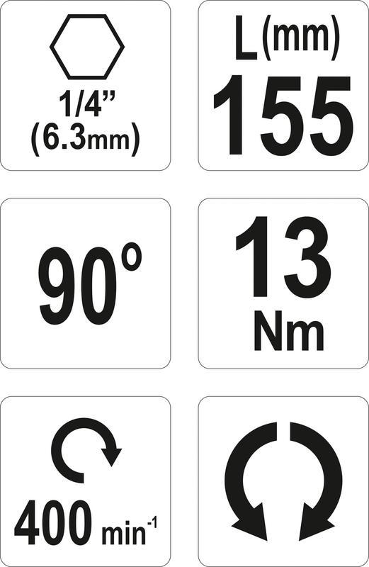 Úhlový adaptér 155mm, 1/4" YATO YT-04631