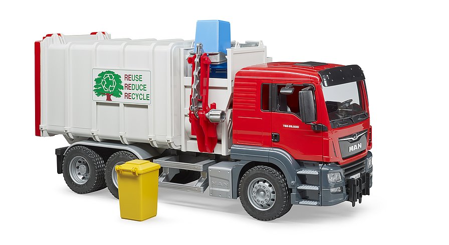 BRUDER 3761 MAN TGS popelářské auto s bočním nakladačem
