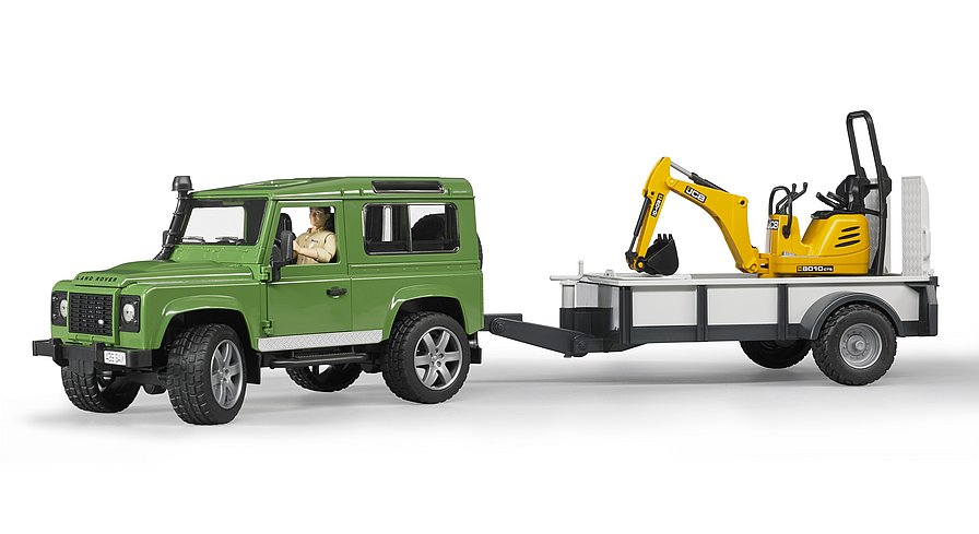 BRUDER 2593 Land Rover + přepravník mikrobagr JCB