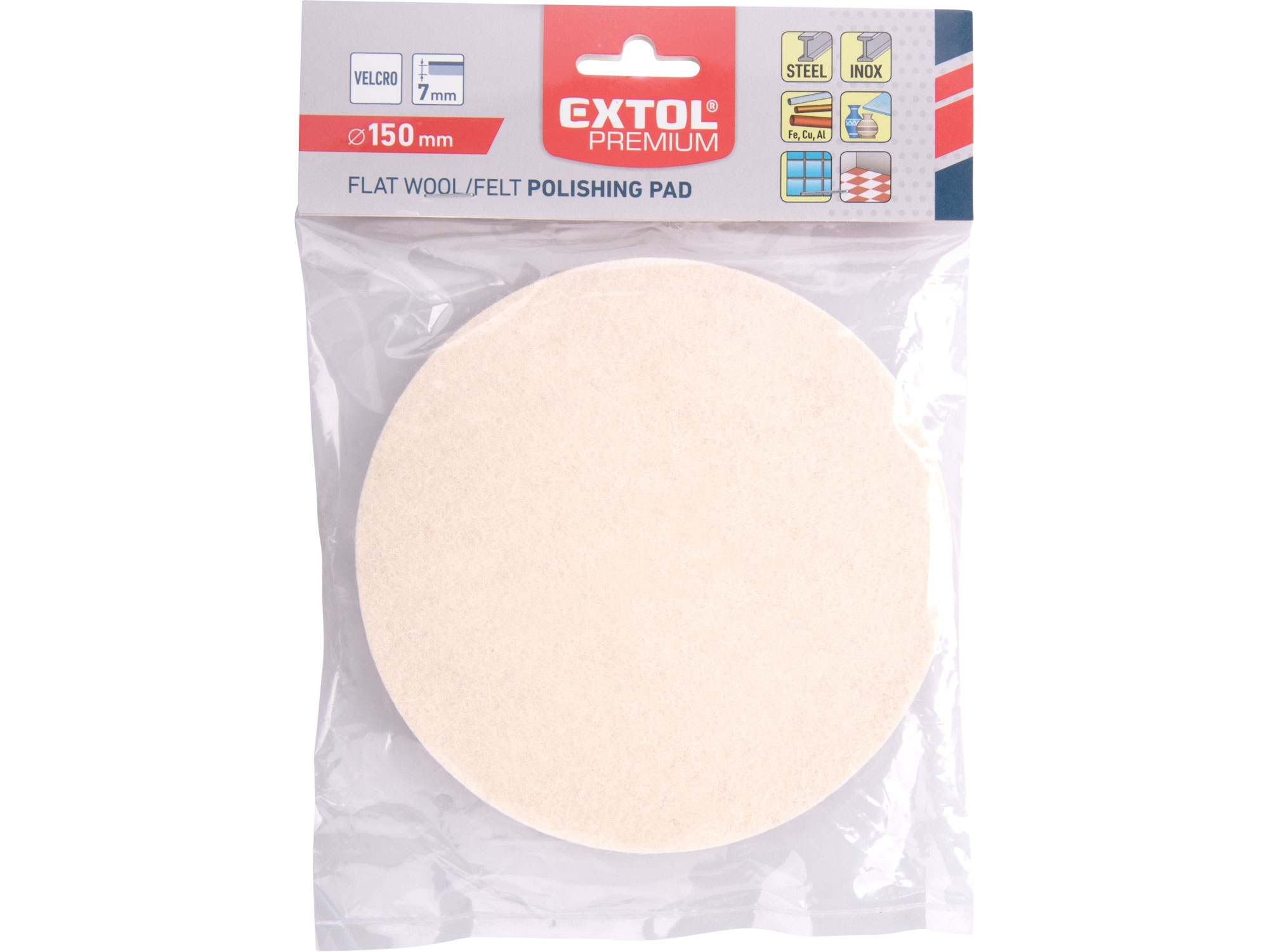 Výsek leštící filcový/plstěný suchý zip ?150x7mm EXTOL PREMIUM 8803598