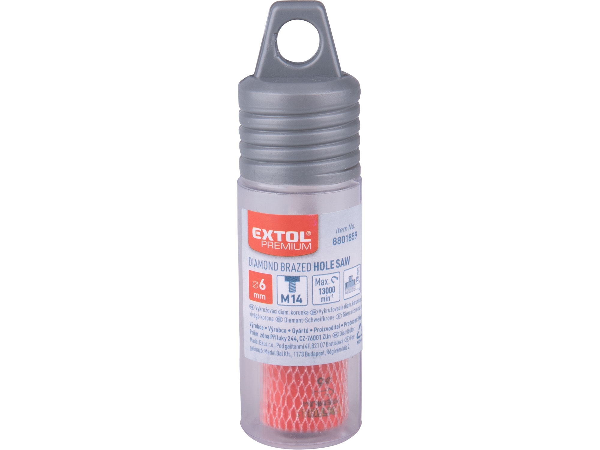 Korunka vykružovací diamantová, O 6mm, závit M14 EXTOL PREMIUM 8801859