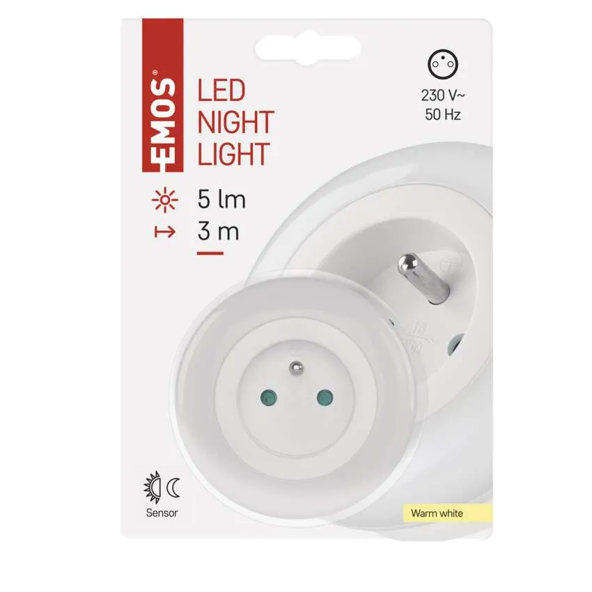 Světlo noční LED s fotosenzorem do zásuvky EMOS