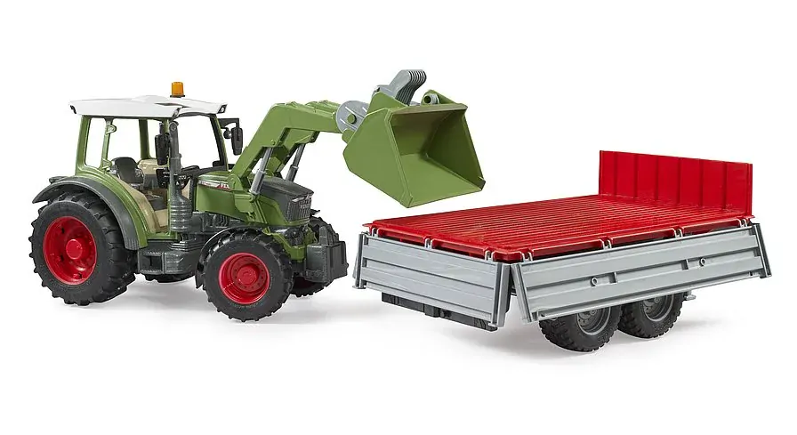 BRUDER 2182 Traktor Fendt Vario 211 s čelním nakladačem a sklápěcím přívěsem BR2182