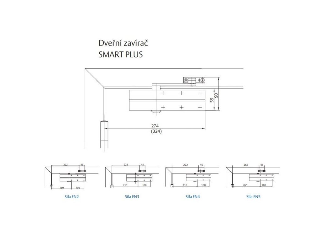 Zavírač dveří Assa Abloy FAB SMART Plus s krytem stříbrný