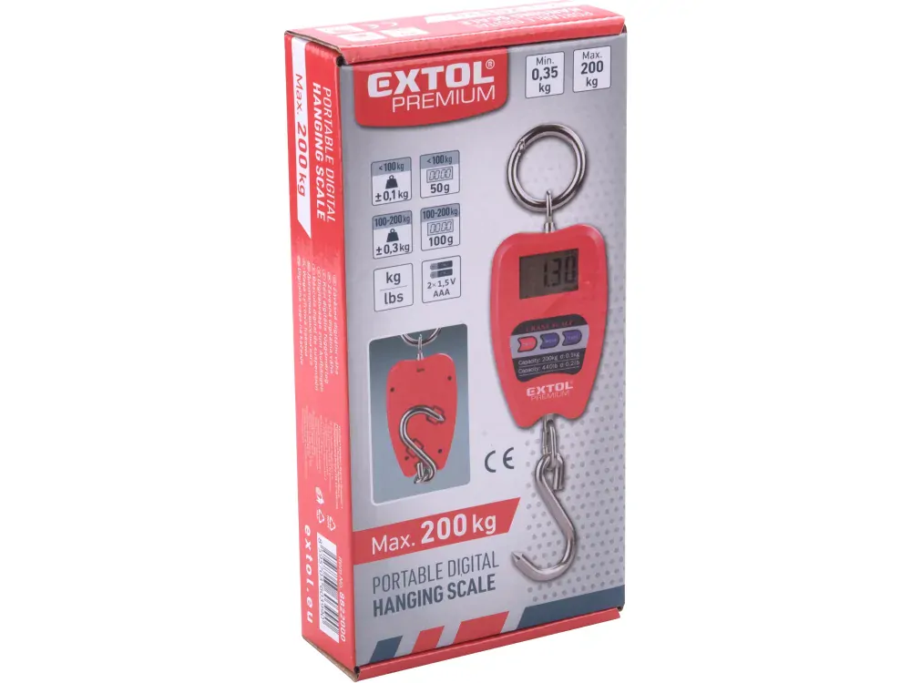 Váha závěsná digitální, 0,35 - 200kg EXTOL PREMIUM 8822000