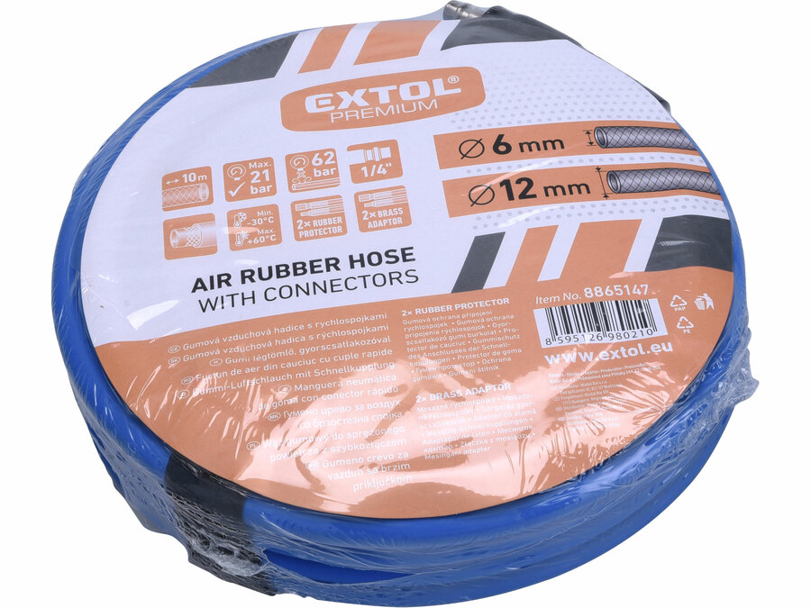 hadice vzduchová guma 1/4" rychlospojka 1/4" (6/12mm) 10m EXTOL PREMIUM 8865147