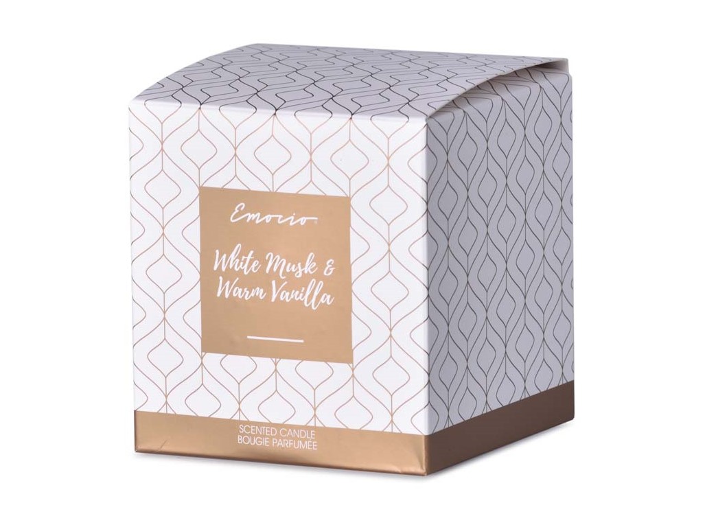 Emocio sklo 80x90 plech. víčko White Musk & Warm Vanilla