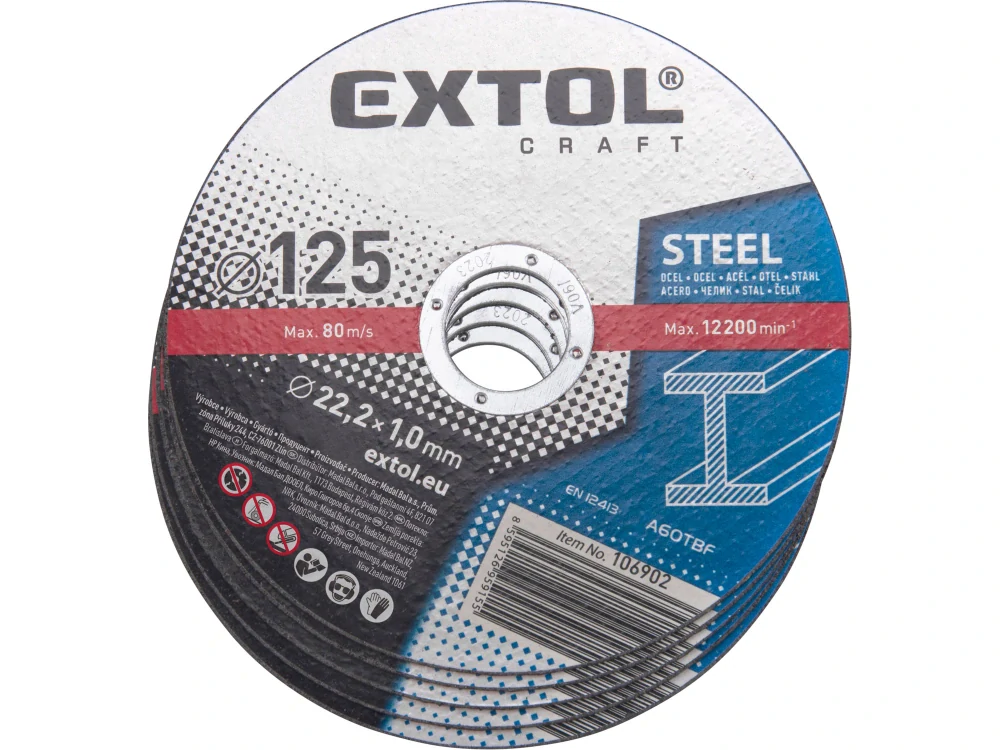 EXTOL CRAFT Kotouče řezné na kov 5ks 125x1,0x22,2mm 106902