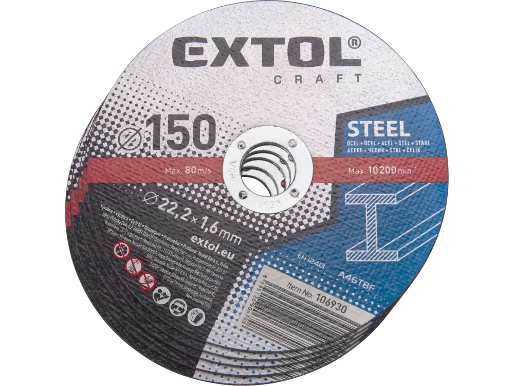 EXTOL CRAFT Kotouče řezné na kov 5ks 150x1,6x22,2mm 106930