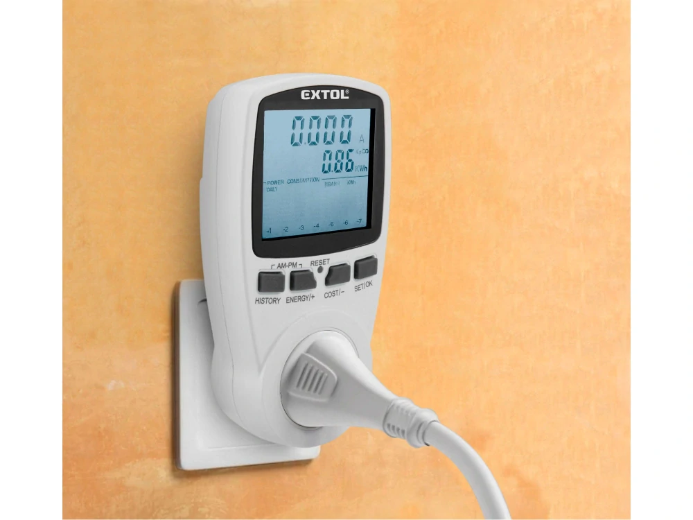 Měřič spotřeby el. energie - wattmetr, kW, kWh, V, A, Hz EXTOL PREMIUM