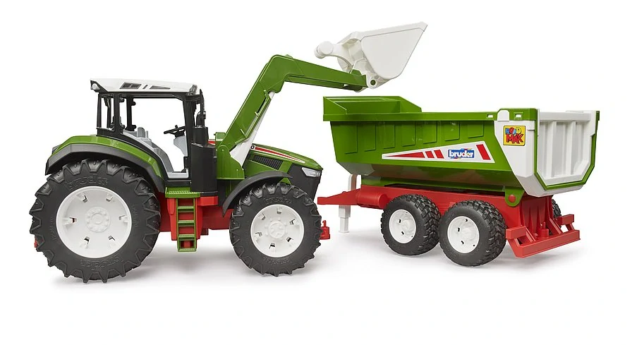 BRUDER 3452 ROADMAX Traktor s čelním nakladačem a vozem