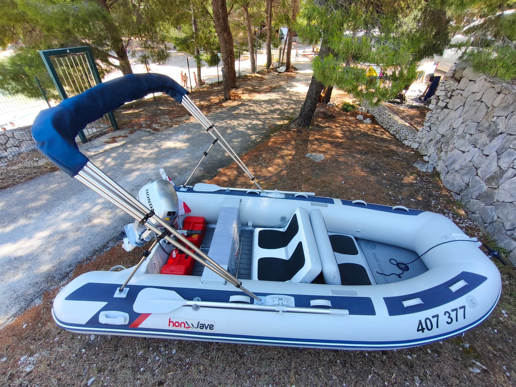 Bimini Skládací hliníkové čtyřramenné L225 x W150-170 x H129 modré EVAL 00728-16BL