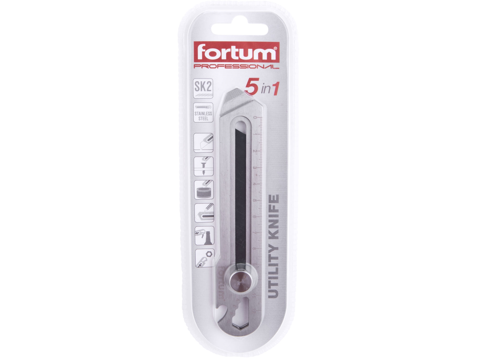 Nůž ulamovací celokovový nerez 5v1, 18mm, Auto-lock, SK2 FORTRUM 4780025