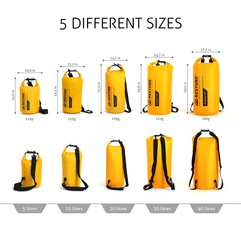 RESTUBE Drybag 5L – vodotěsný vak 5 l žlutý RA-02501-5Y