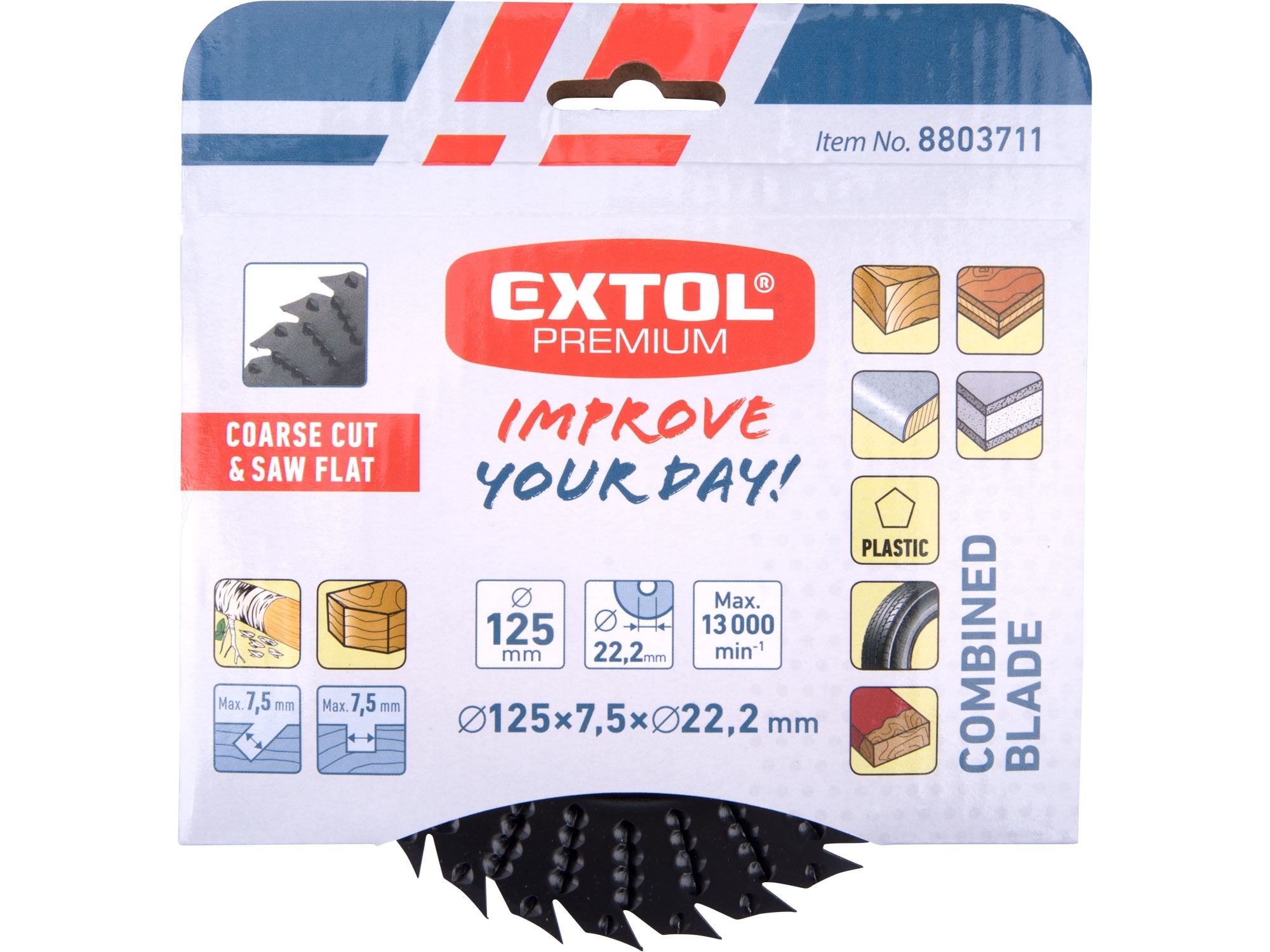 Kotouč rašplový/pilový 125x3x22.2mm EXTOL PREMIUM 8803711