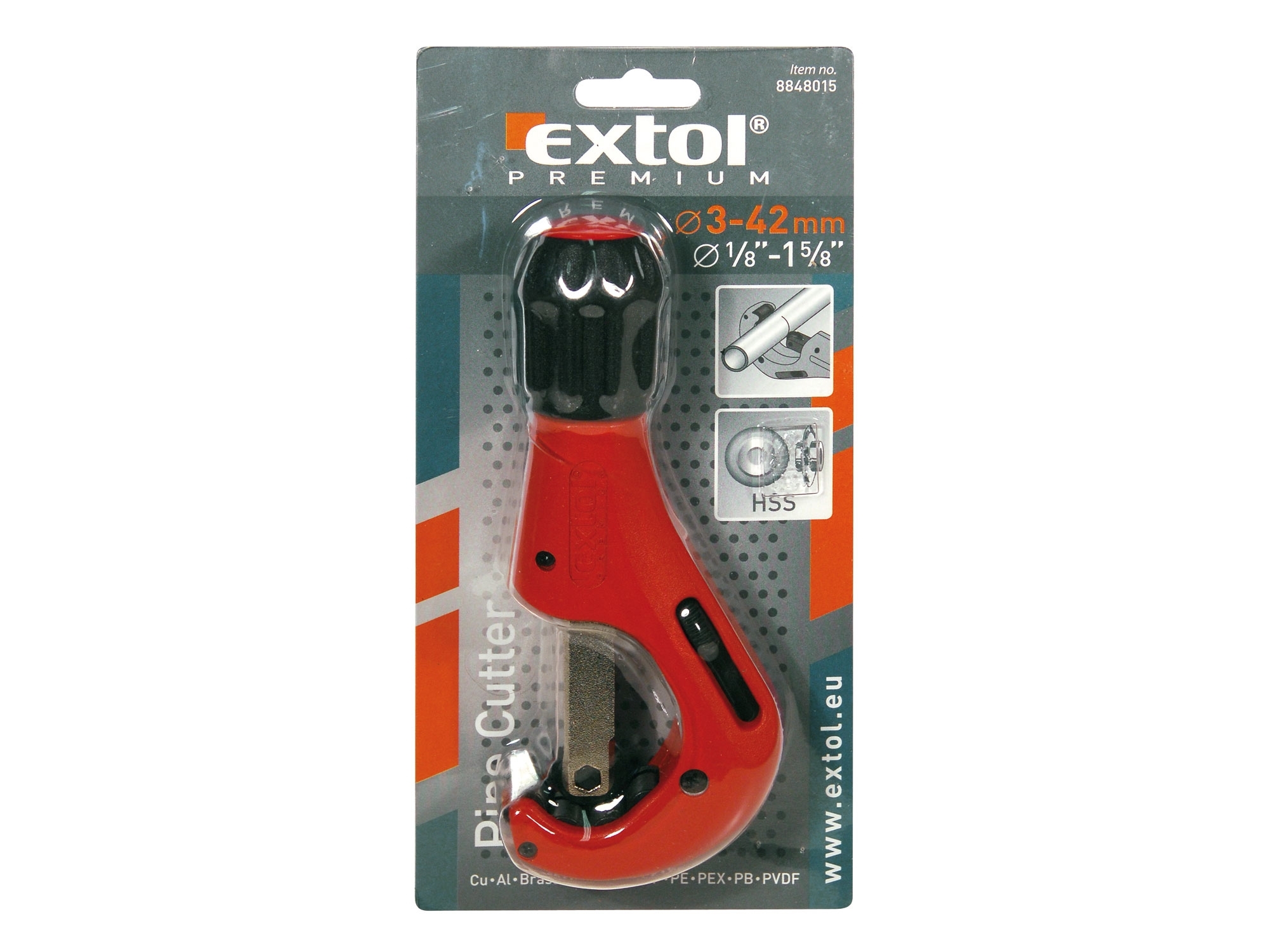 Řezač trubek s odhrotovačem, O 3-42mm EXTOL PREMIUM 8848015