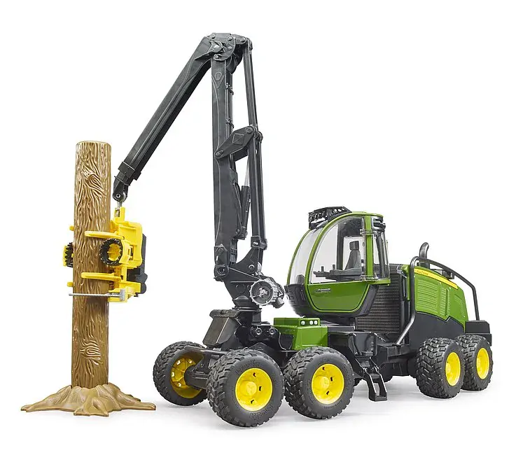 BRUDER 2135 John Deere Harvester 1270G s kládou