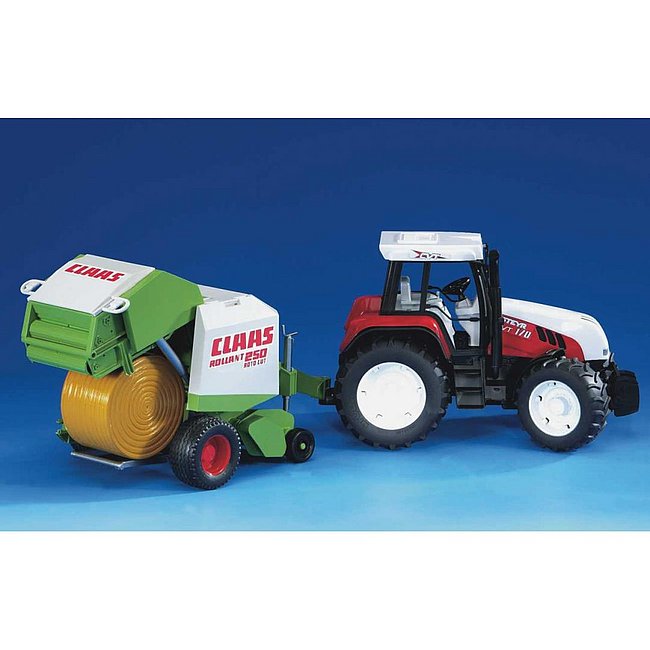 BRUDER 2121 Zeleno bílý BALÍKOVAČ slámy CLAAS Rollant 250 BR 2121