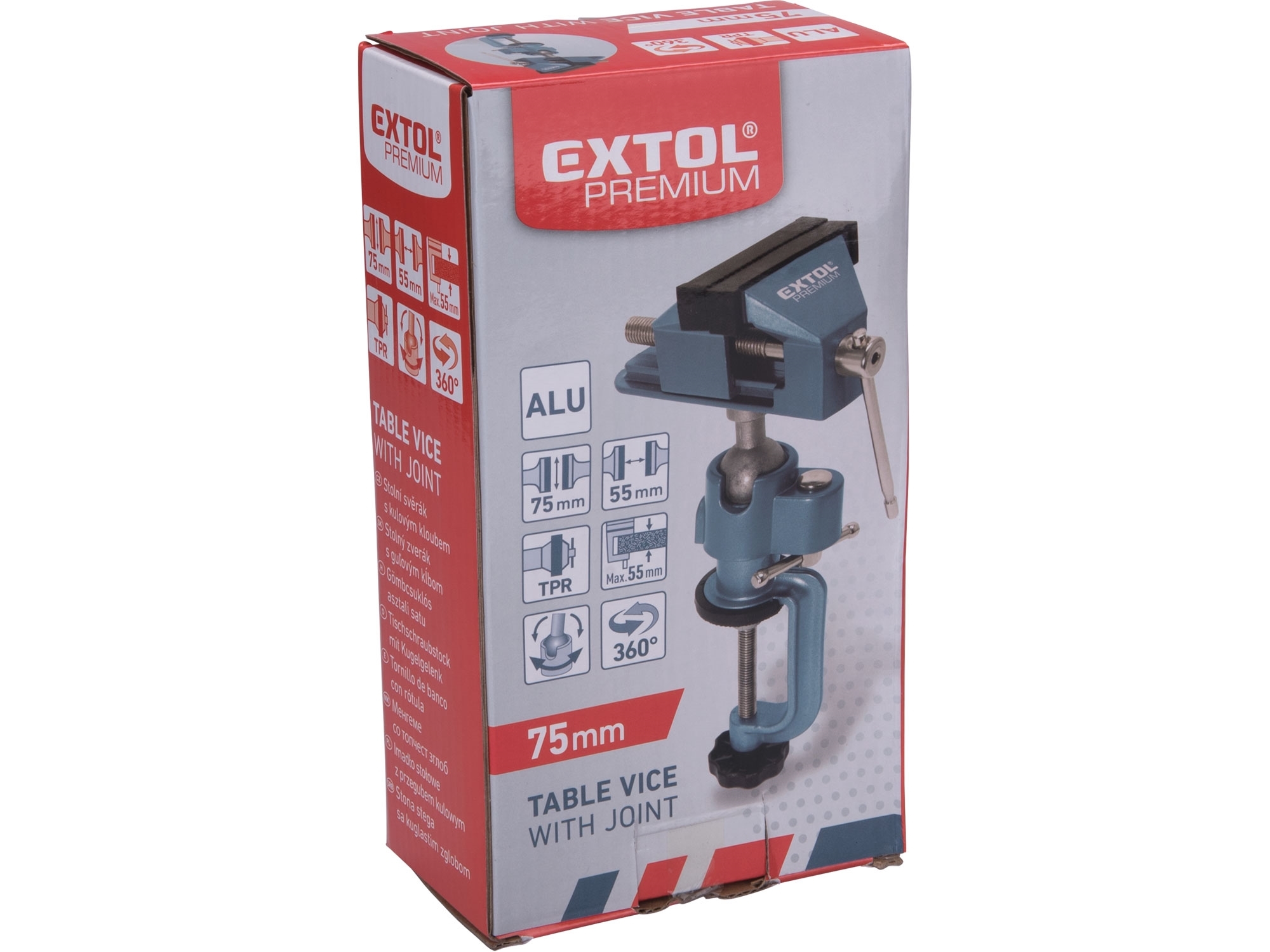 Svěrák na stůl otočný s kloubem, 75mm EXTOL PREMIUM 8812607