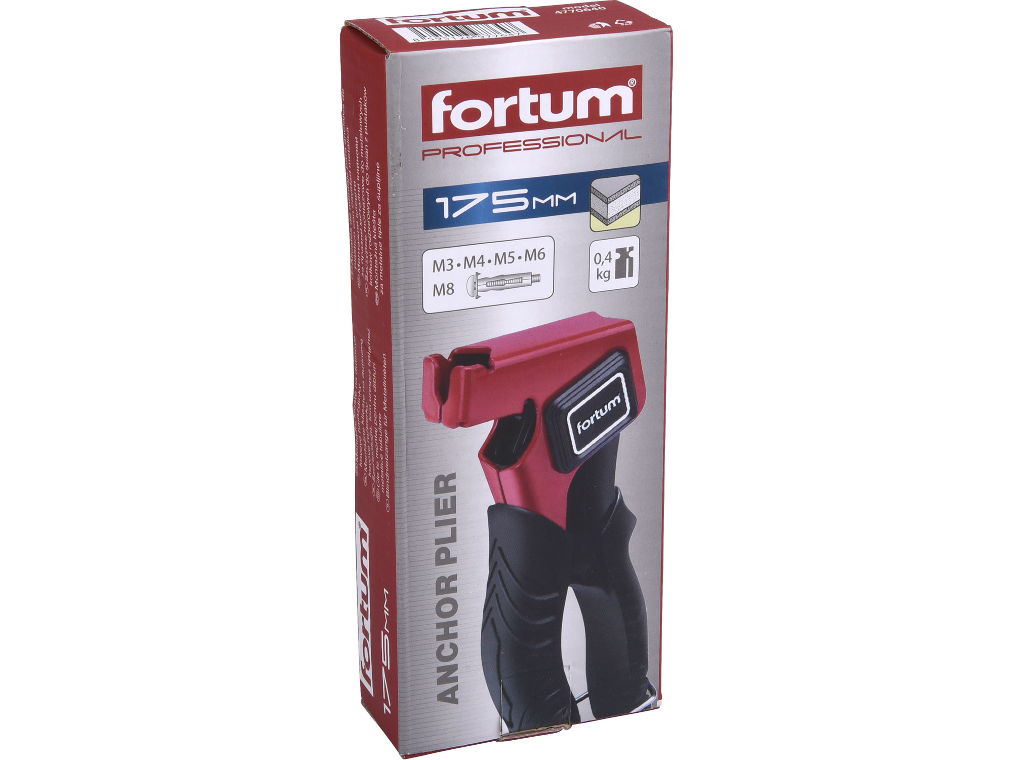 Kleště montážní na dutinové kovové hmoždinky, 175mm FORTUM 4770640