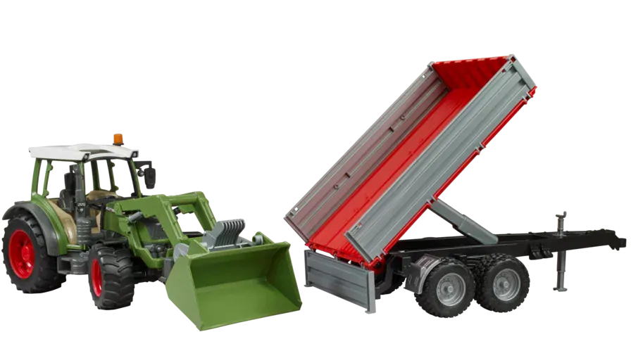 BRUDER 2182 Traktor Fendt Vario 211 s čelním nakladačem a sklápěcím přívěsem BR2182
