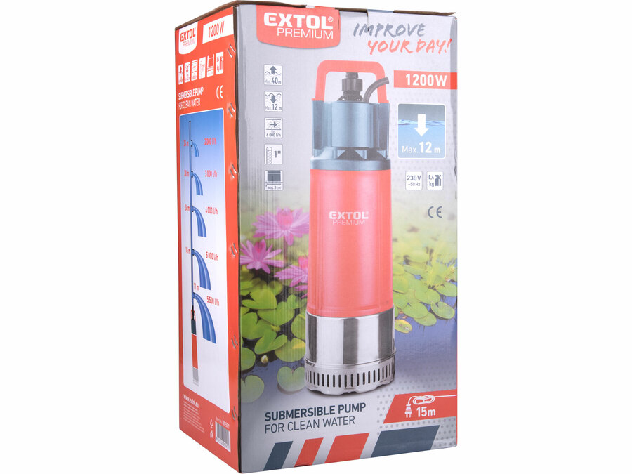 Čerpadlo/vodárna ponorné tlakové, 1200W, 6000l/h EXTOL PREMIUM 8895017