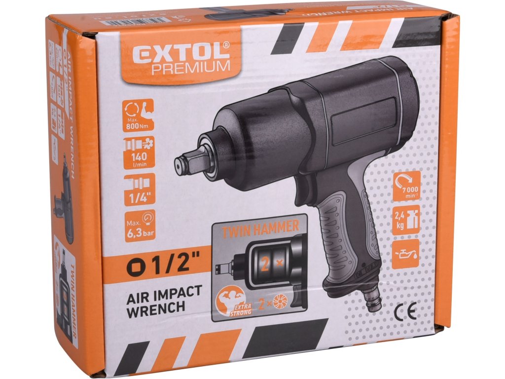 Utahovák rázový 1/2" kompozit pneu 800Nm EXTOL PREMIUM 8865016