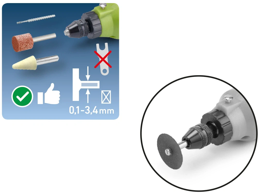 Sklíčidlo beznástrojové na přímé brusky, ?0,1-3,4mm, závit M8×0,75 EXTOL CRAFT 404192