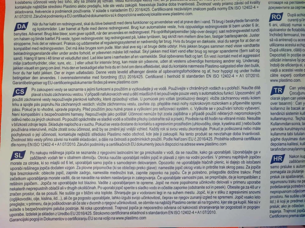 Záchranná certifikovaná vesta Storm 100N + 70 kg oranžová PLASTIMO 58360