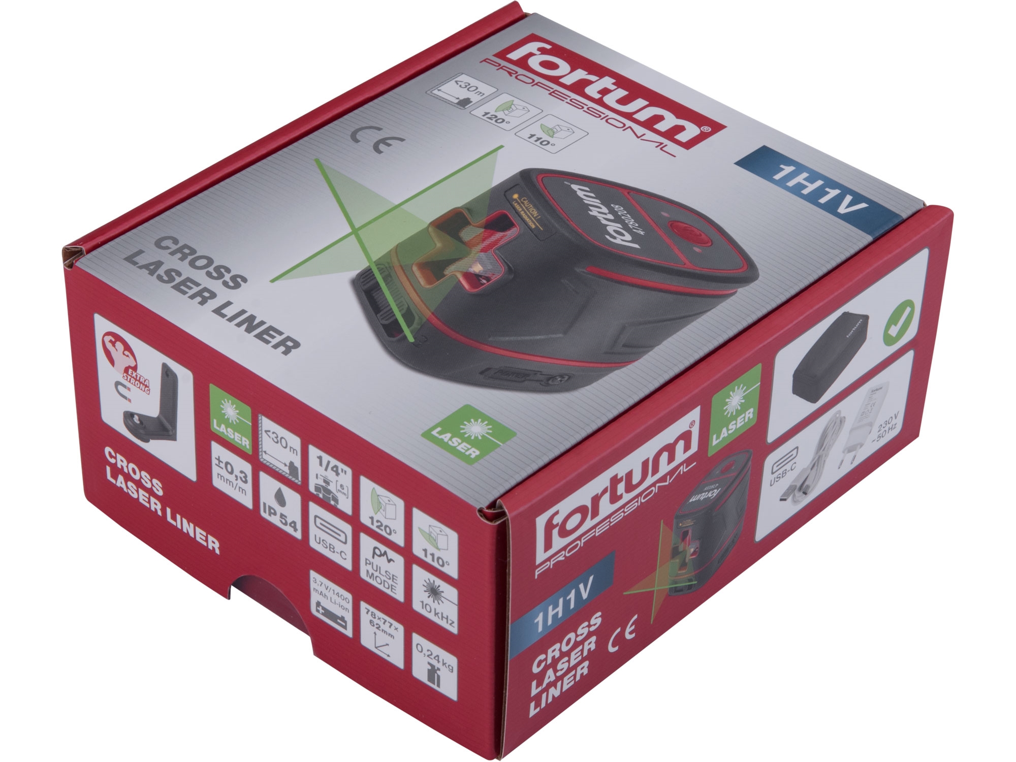 Laser zelený liniový křížový samonivelační FORTUM 4780208